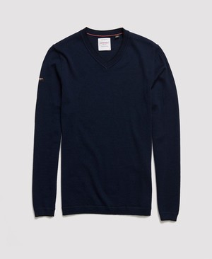 Superdry Edit Merino Férfi Ugró Sötétkék | QSYAM3589